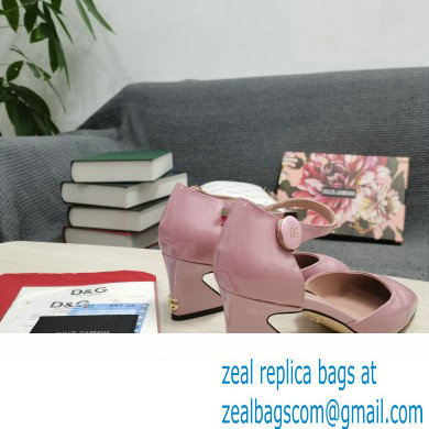 Dolce  &  Gabbana Heel 6.5cm/10.5cm Patent leather Mary Janes Light Pink with Geometric Heel 2022